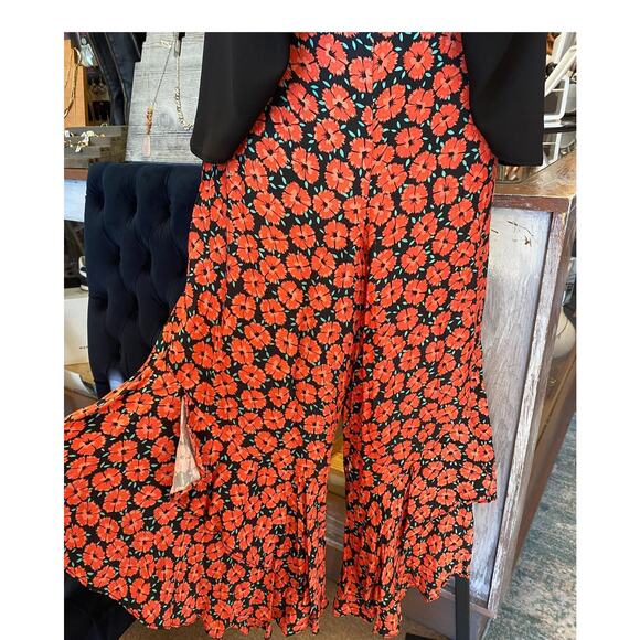 BONNIE & NORMA Floral Red Ruffle Leg Pants 6 8 - Picture 3 of 4